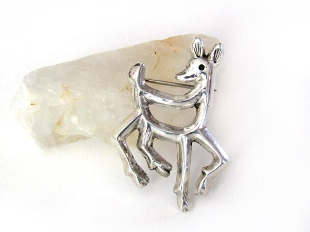 Sterling Silver Reindeer Pin Brooch - Animal Jewelry Gifts for Women / Teen Girls