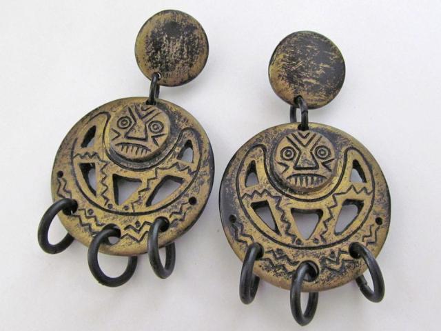 Exotic Ethnic African Mask Earrings - Unique Vintage African Style Jewelry