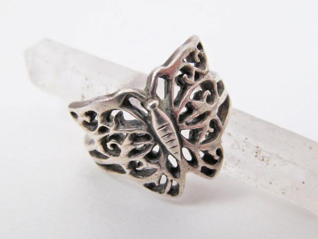 Sterling Silver Filigree Butterfly Ring - Unique Vintage Jewelry Gifts for Nature Lovers