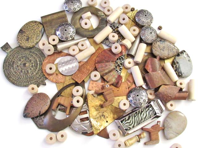 Bead Lot for Jewelry Making - Metal Components, Stones, Wood Beads &  Pendants / Bohemian Tribal Style Craft Supply