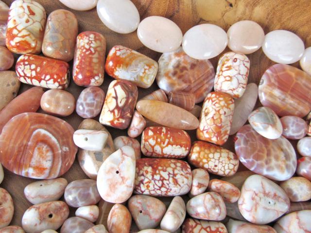 Large Bead Lot for Jewelry Making / Beading - Orange Fire Agate - Red Line Marble - Peach Agate Beads